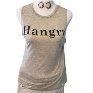 Dirtee laundry tan size small sleeveless “Hangry”knit top EUC